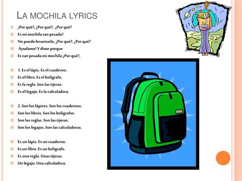 PPT - La mochila lyrics PowerPoint Presentation - ID:555276