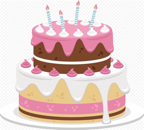 HD Pink & Brown Birthday Cake Cartoon Illustration PNG | Citypng