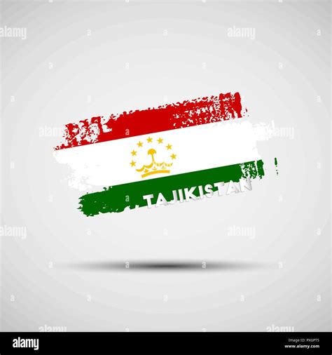 Flag of Tajikistan. Vector illustration of grunge brush stroke with ...