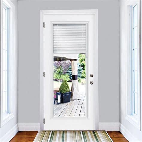 Masonite 32-in x 80-in Fiberglass Full Lite Left-Hand Outswing Primed Prehung Single Front Door ...