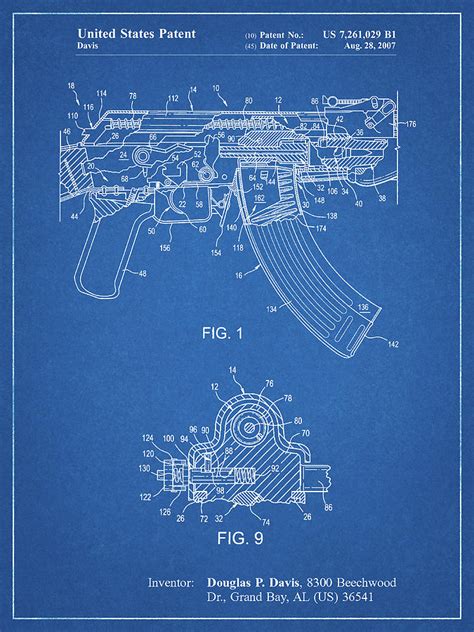 Pp701-blueprint Ak-47 Bolt Locking Patent Print Digital Art by Cole ...