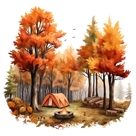 Premium AI Image | Forest Autumn Fall watercolor illustration