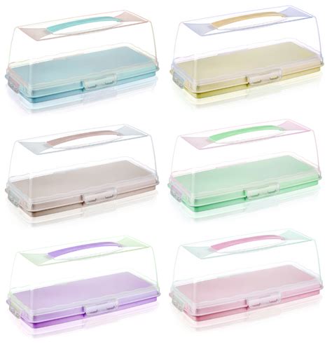 RECTANGLE Large Plastic Cake Storage Box Container with Lid – Muddy Hands