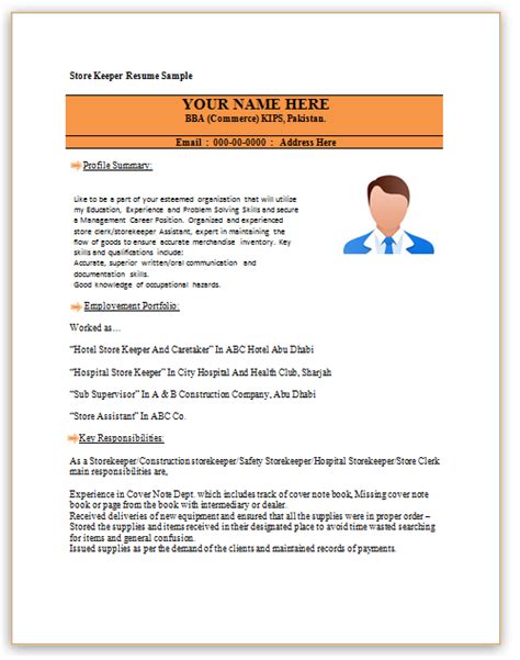 Shopkeeper Resume Sample - Free Report Templates