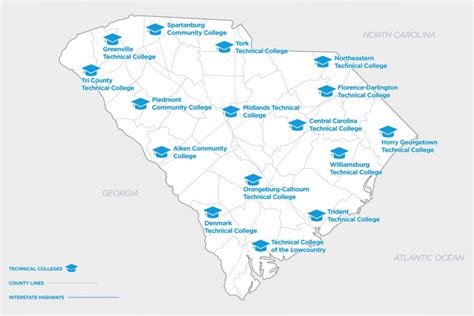 South Carolina Colleges Map - Time Zones Map