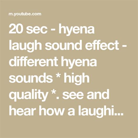 20 sec - hyena laugh sound effect - different hyena sounds * high ...