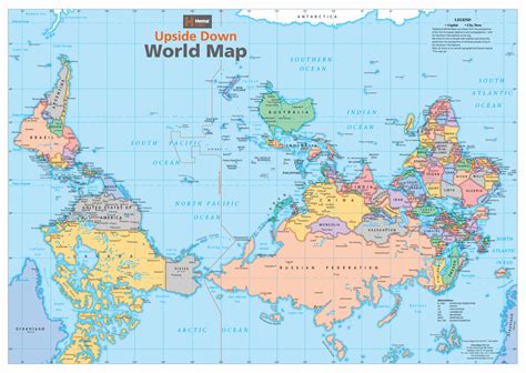 Australia Upside Down World Map, Buy Upside Down World Wall Map - Mapworld