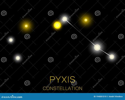 Pyxis Constellation. Bright Yellow Stars In The Night Sky. A Cluster Of Stars In Deep Space, The ...