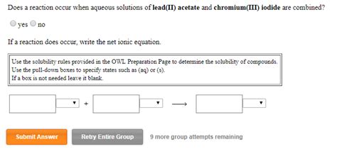 Does a reaction occur when aqueous solutions of | Chegg.com | Chegg.com