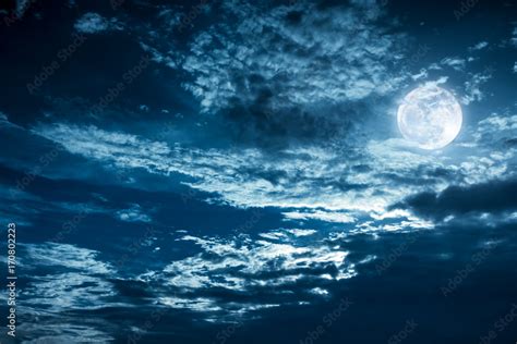 Beautiful night sky with dark cloudy. Some clouds overshadow the full moon. Stock Photo | Adobe ...