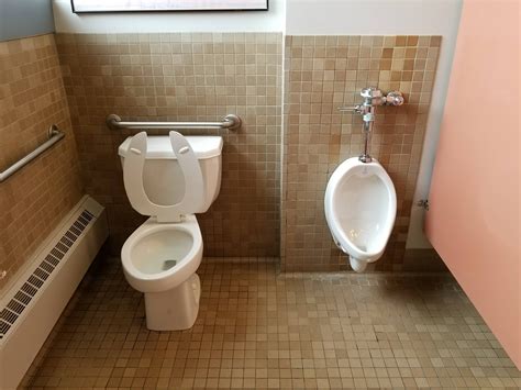 This toilet and urinal both hidden behind a divider : r/mildlyinteresting