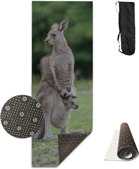 Amazon.com : HUJITIAN Yoga Mat Funny Carefree Kangaroo Animal Non-Slip ...