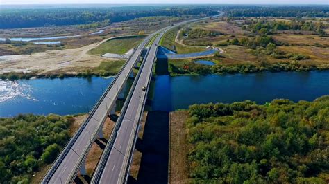 Highway Bridge Over River Aerial View Of Stock Footage SBV-317710886 ...