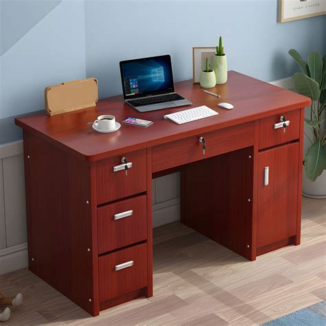 29" H Rectangular Writing Desk with Locking Drawers Office Desk - Tan ...