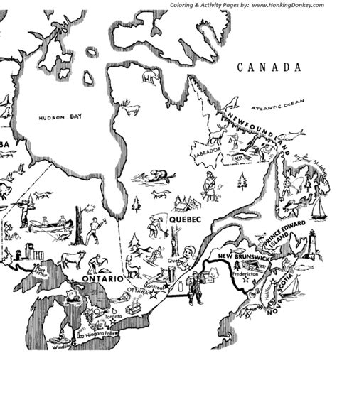 Canada Day Coloring Pages - Dominion Day - Map of Eastern Canada Coloring Pages | HonkingDonkey