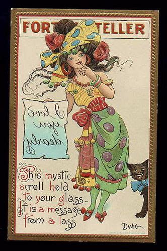 Fortune Teller 7 DWIG Postcard | Vintage halloween cards, Vintage postcards, Halloween artwork