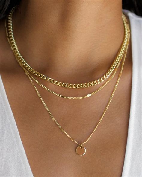 3 Layer Necklace, Layered Necklace Set, Gold Disc Necklace, Gold ...