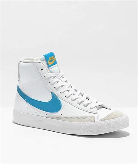 Nike Blazer Mid '77 White, Blue & Yellow Leather Shoes