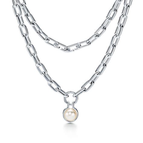 Tiffany HardWear Freshwater Pearl Necklace in Sterling Silver | Tiffany & Co.