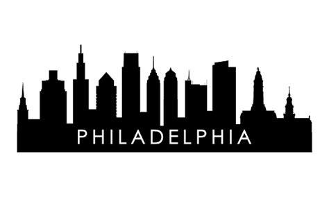 Philadelphia Skyline Silhouette Black Philadelphia City Design Isolated ...