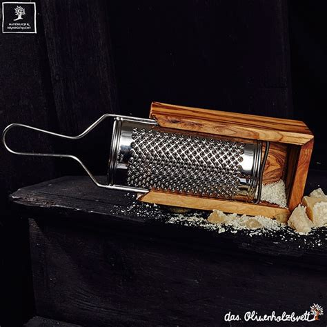 Cheese and Parmesan grater with an olive wood box, handmade