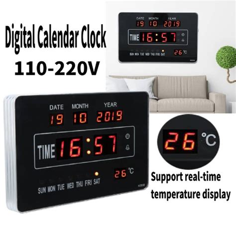 Digital Clock With Indoor Temperature Display Light Night Alarm Clocks ...