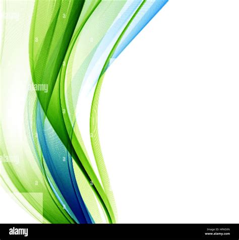 Abstract vector background, blue and green waved lines for brochure ...