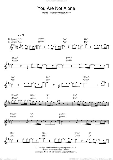 Jackson - You Are Not Alone sheet music for saxophone solo [PDF]