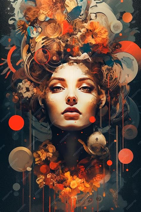 Premium Photo | Abstract modern art collage portrait of young woman Illustration girl Generative AI