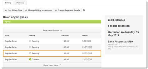 Change a debit amount