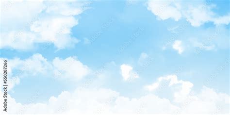 Blue sky and cloud background. Light blue sky and white clouds. On a ...