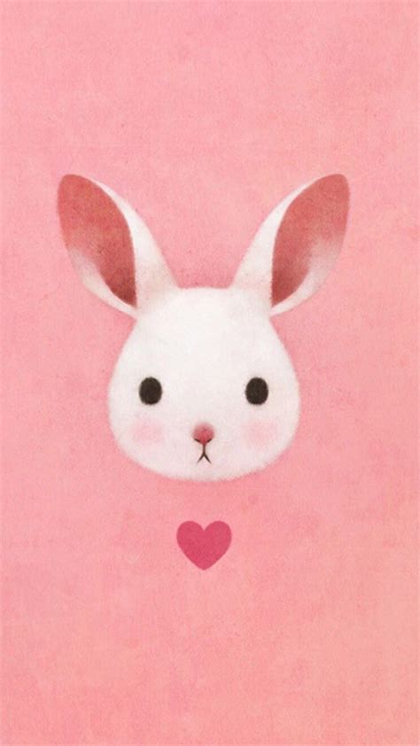 Cute Lovely Pink Rabbit Drawing Art iPhone 6 Wallpaper Download ...