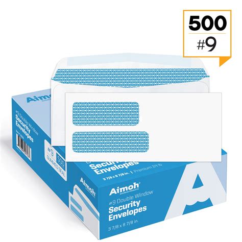 #9 Double Window Security Tinted Gummed Envelopes - 3‐7/8 x 8‐7/8 - 500 count (30129) - Walmart.com