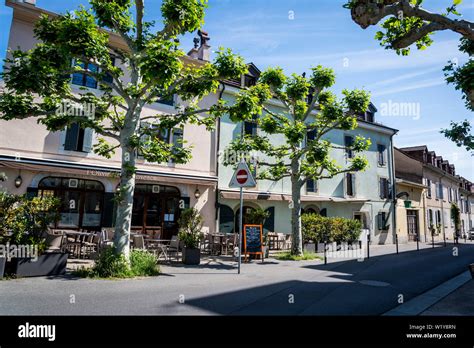 Typical French-Italian architecture in the Carouge district, a ...