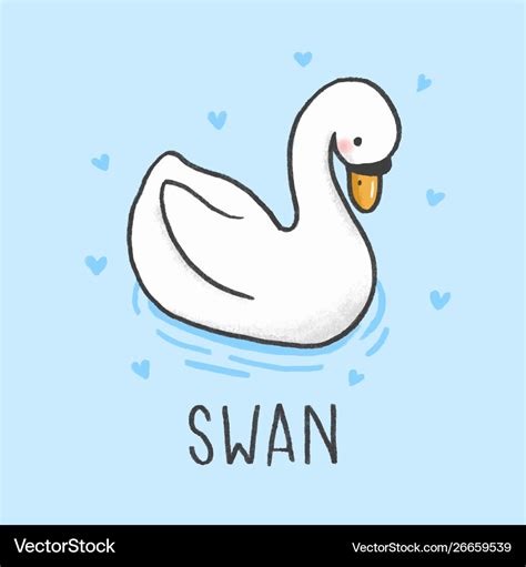 Swan cartoon hand drawn style Royalty Free Vector Image