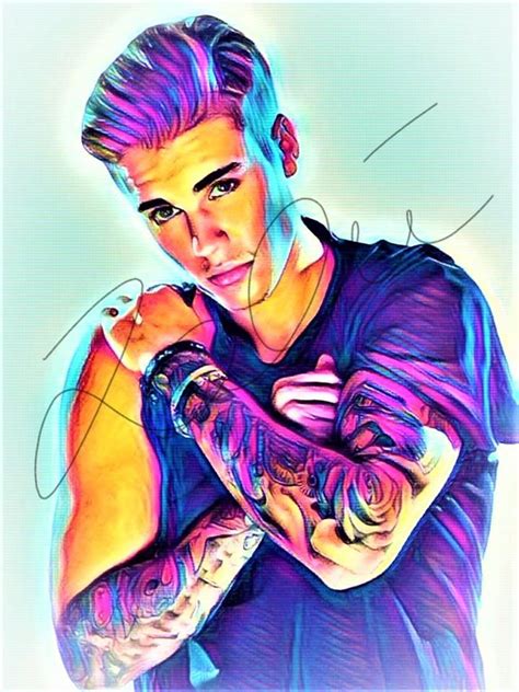 Justin Bieber Abstract Pop Art Hand Drawn Print #JB_ABSTRACT2 | Celebrity drawings, Justin ...