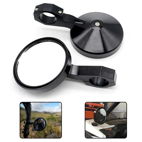 1 Pair 1.75" Adjustable Round UTV ATV Rear View Mirror For Polaris RZR ...