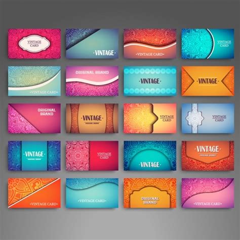 Boho style business cards collection | Free Vector