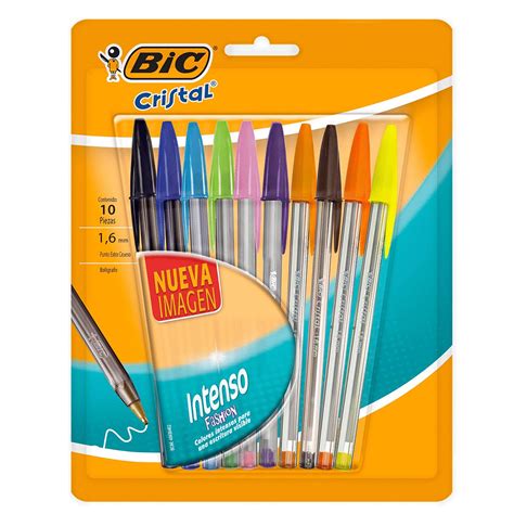 Plumas Bic Cristal Intenso Fashion Punto extra grueso Tinta colores surtidos 10 piezas | Office ...