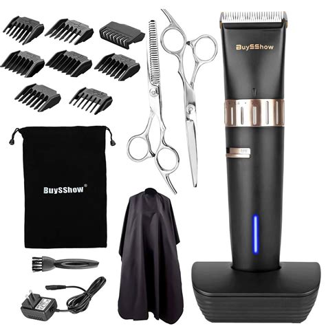 BuySShow Quiet Professional Hair Clippers Set Cordless Rechargeable Hair clippers for Men and ...