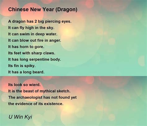 Chinese New Year (Dragon) - Chinese New Year (Dragon) Poem by U Win Kyi