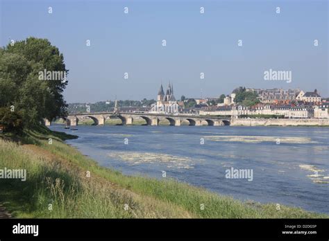 Loire river taken from the Loire a Velo cycle trail with Blois in the distance Stock Photo - Alamy