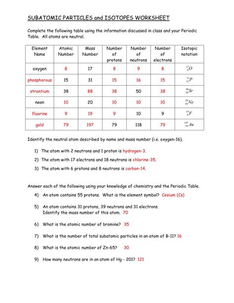 Isotopes Worksheet Answers | Practices worksheets, Word problem worksheets, Worksheet template