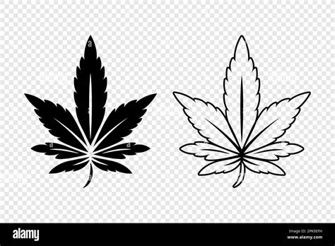 Cannabis Leaves. Hemp, Cannabis Leaf Silhouette, Flat, Outline Icon Set ...