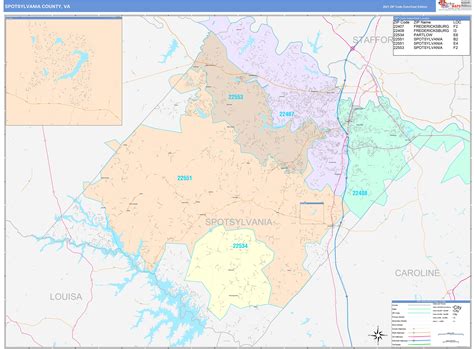 Spotsylvania County, VA Wall Map Color Cast Style by MarketMAPS