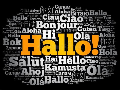 Hallo Hello Greeting in German Word Cloud Stock Illustration - Illustration of greet, indian ...