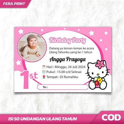 (ISI 50 PCS) UNDANGAN ULANG TAHUN TEMA HELLO KITTY / UNDANGAN ULTAH CUSTOM | Lazada Indonesia