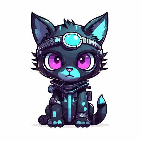 Premium Vector | Adorable cyberpunk cat vector