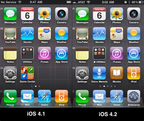 Apple tweaked the home screen icon layout in iOS 4.2