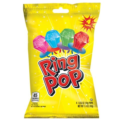 Ring Pop 4Ct. Pops 1.4 oz. Bag, Party Lollipop Suckers with Assorted ...